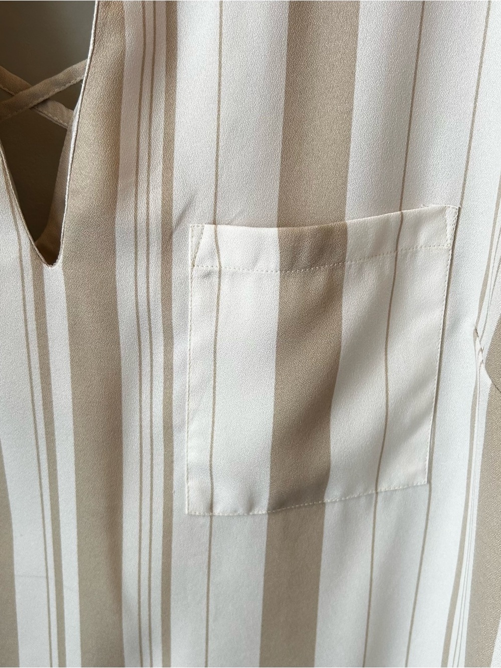 Dex Beige and White Pullover Blouse Resortwear Coastal Grandma Beach Coverup - Picture 5 of 12